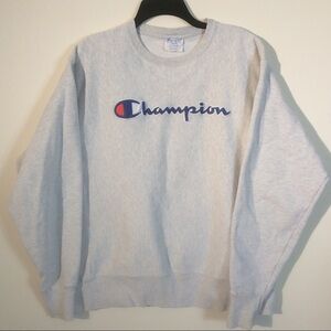 Champion Reverse Weave Grey Sweatshirt Heather Crewneck Long Sleeves Pullover